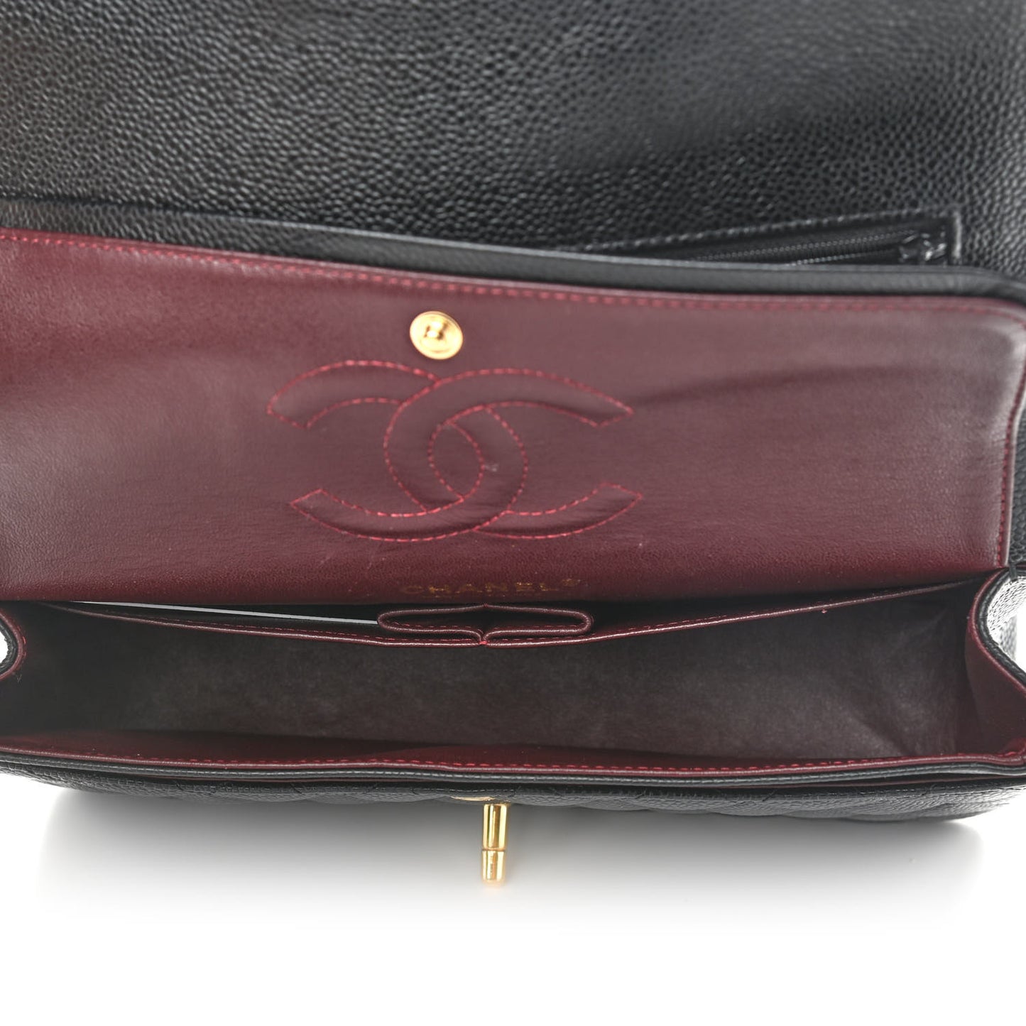 Caviar Quilted Medium Double Flap Black