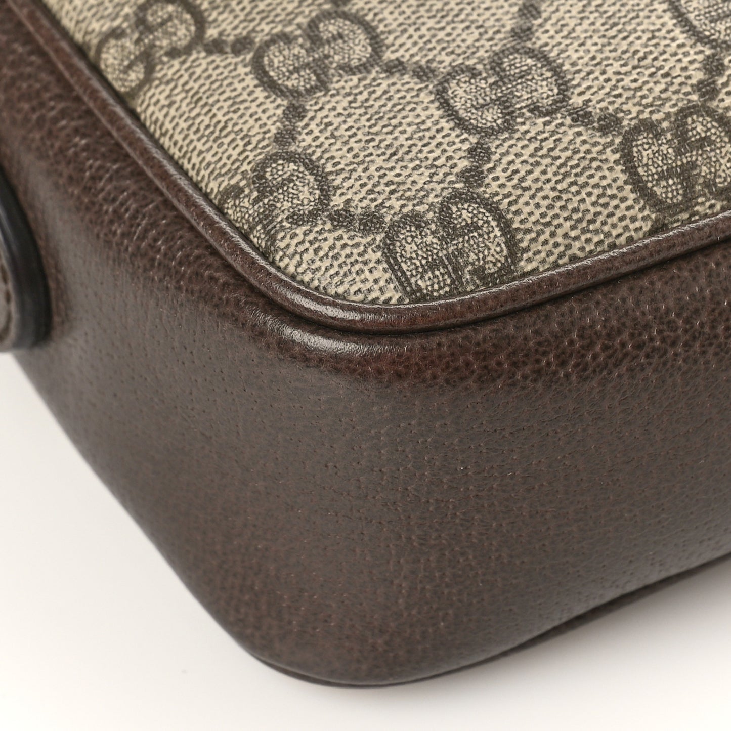 GG Supreme Monogram Textured Dollar Calfskin Web Studded Mini Ophidia Flap Shoulder Bag Beige Ebony New Acero