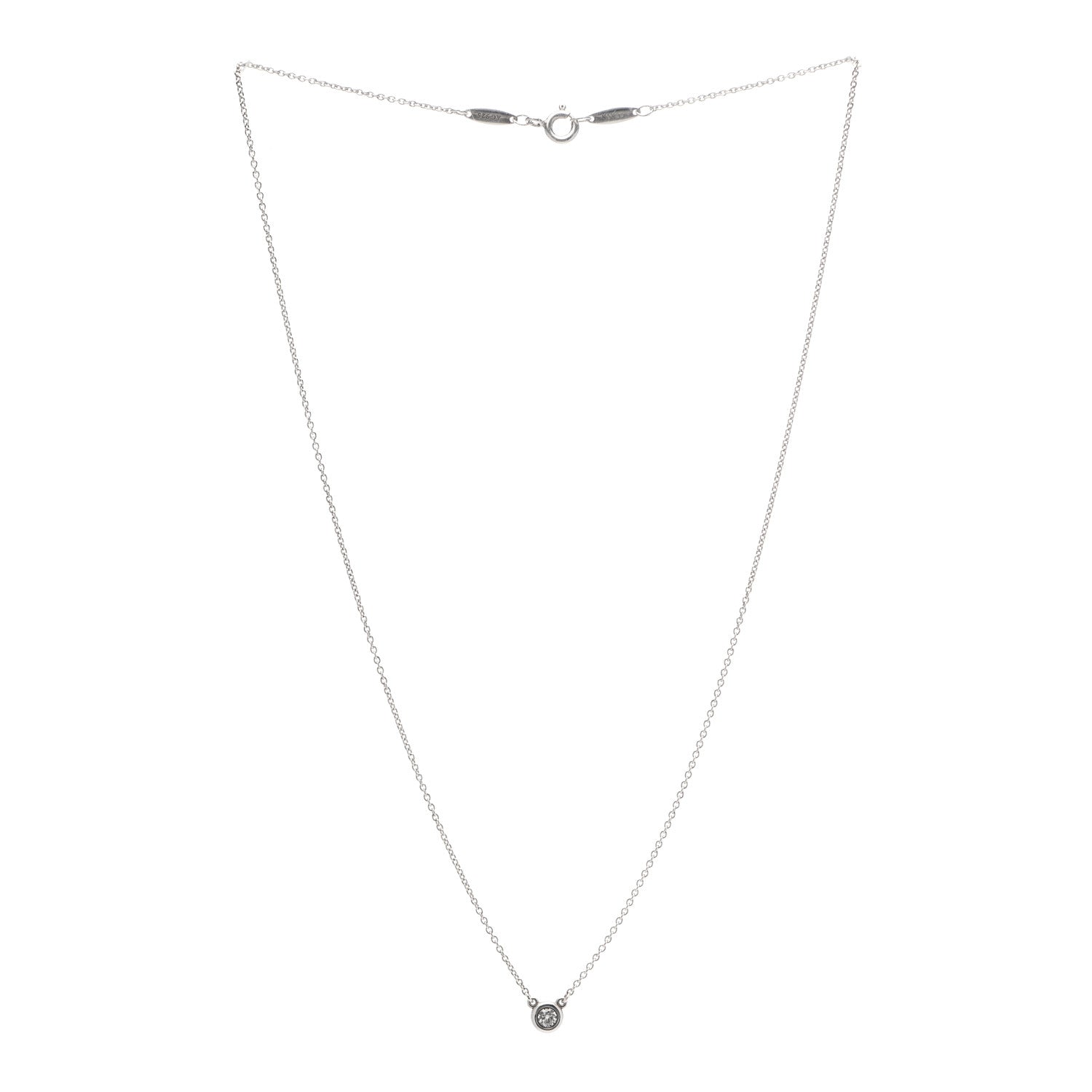 Tiffany Sterling Silver Diamond .10ct Elsa Peretti Diamonds by the Yard Pendant Necklace 3 of 13