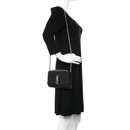 Saint Laurent Grain De Poudre Small Monogram Kate Satchel Black 2 of 10