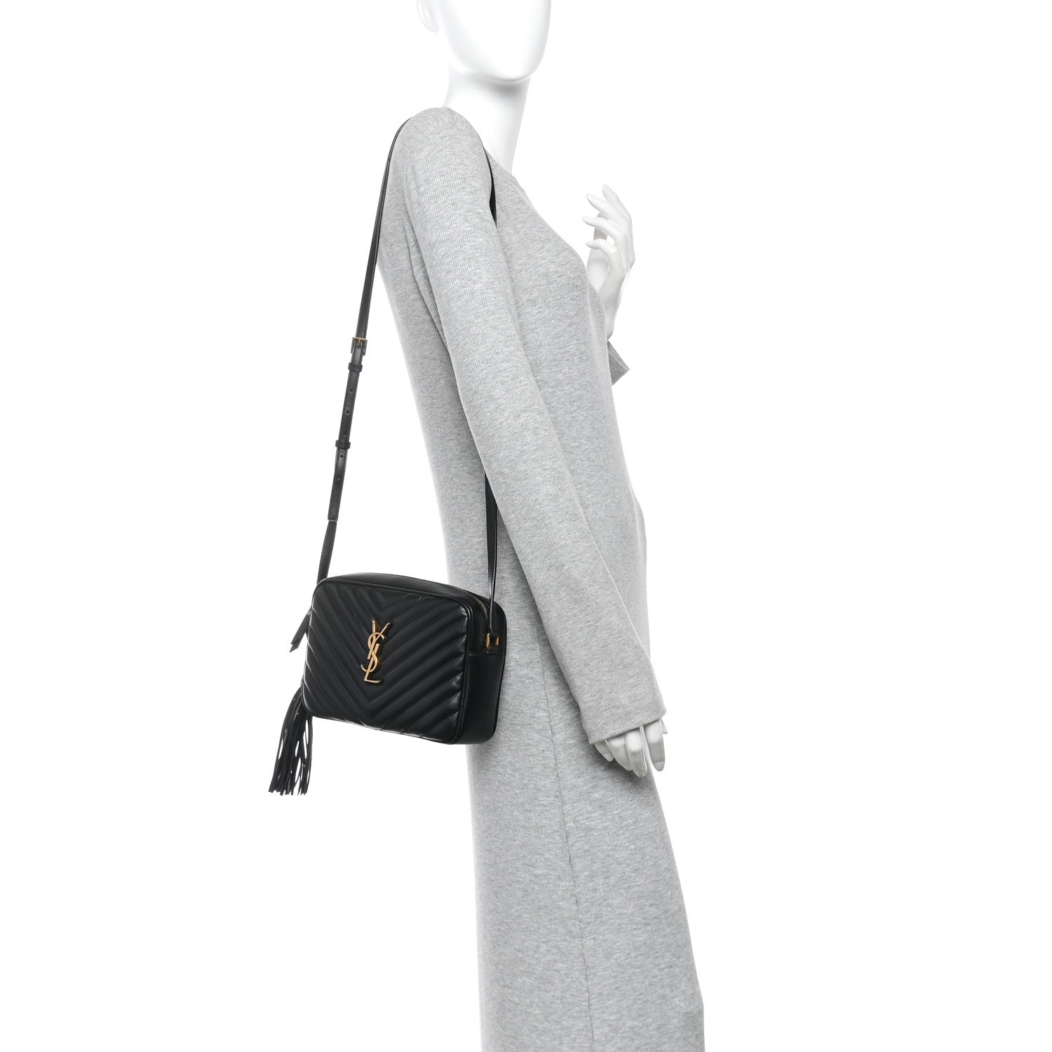 Saint Laurent Calfskin Matelasse Monogram Lou Camera Bag Black 2 of 10