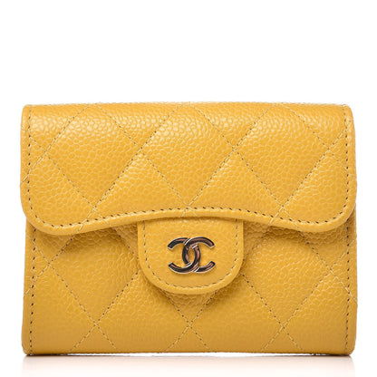 Chanel Caviar Quilted Flap Card Holder Wallet Yellow 1 of 9