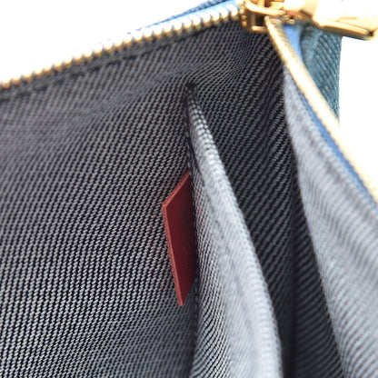 Louis Vuitton Denim Damier Monogram Patchwork Neverfull MM Pochette Blue Rouge 7 of 7