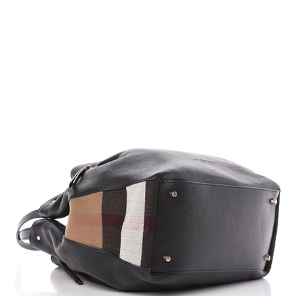 Burberry Grainy Calfskin House Check Medium Maidstone Black 4 of 12