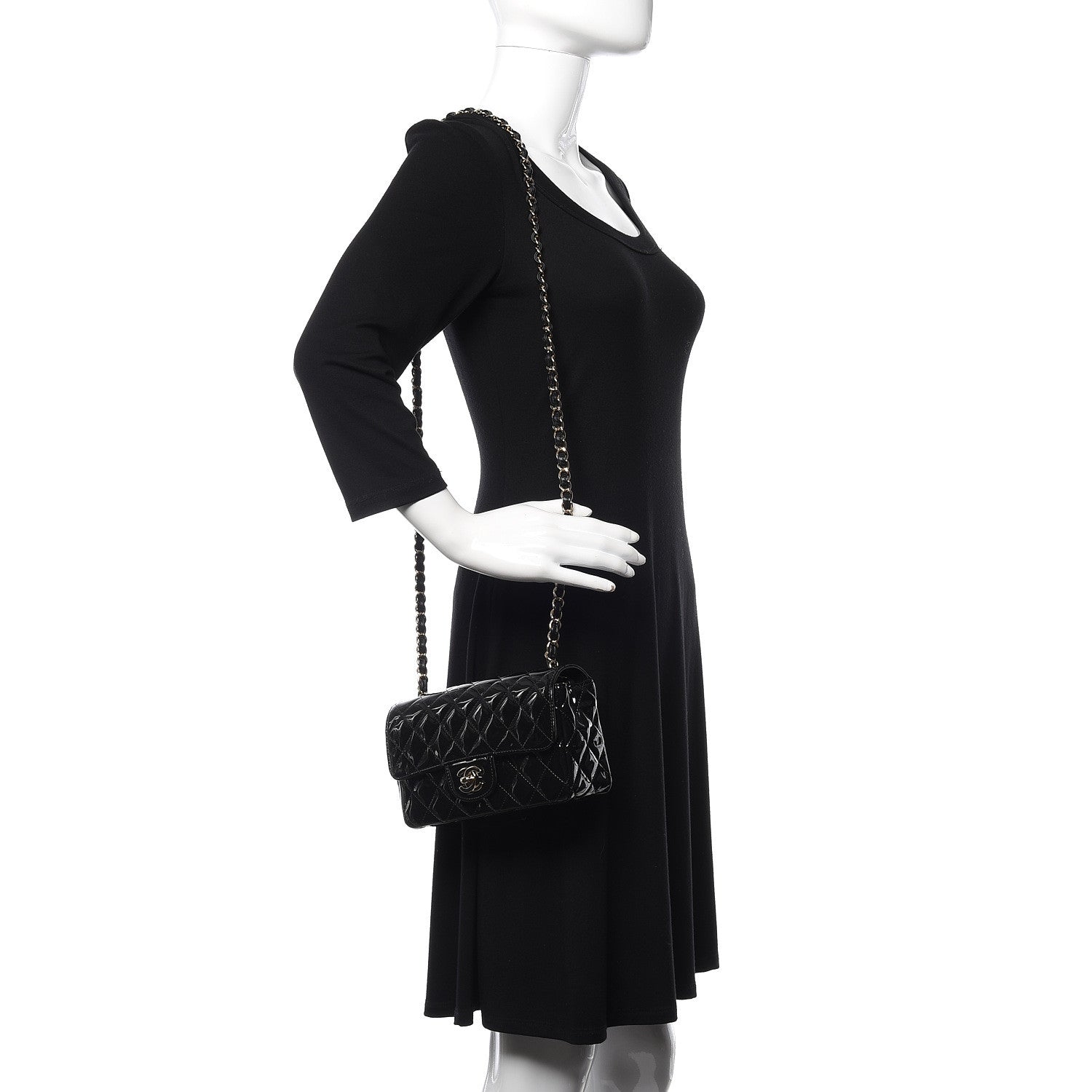 Chanel Patent Calfskin Quilted Mini Rectangular Flap Black 2 of 10