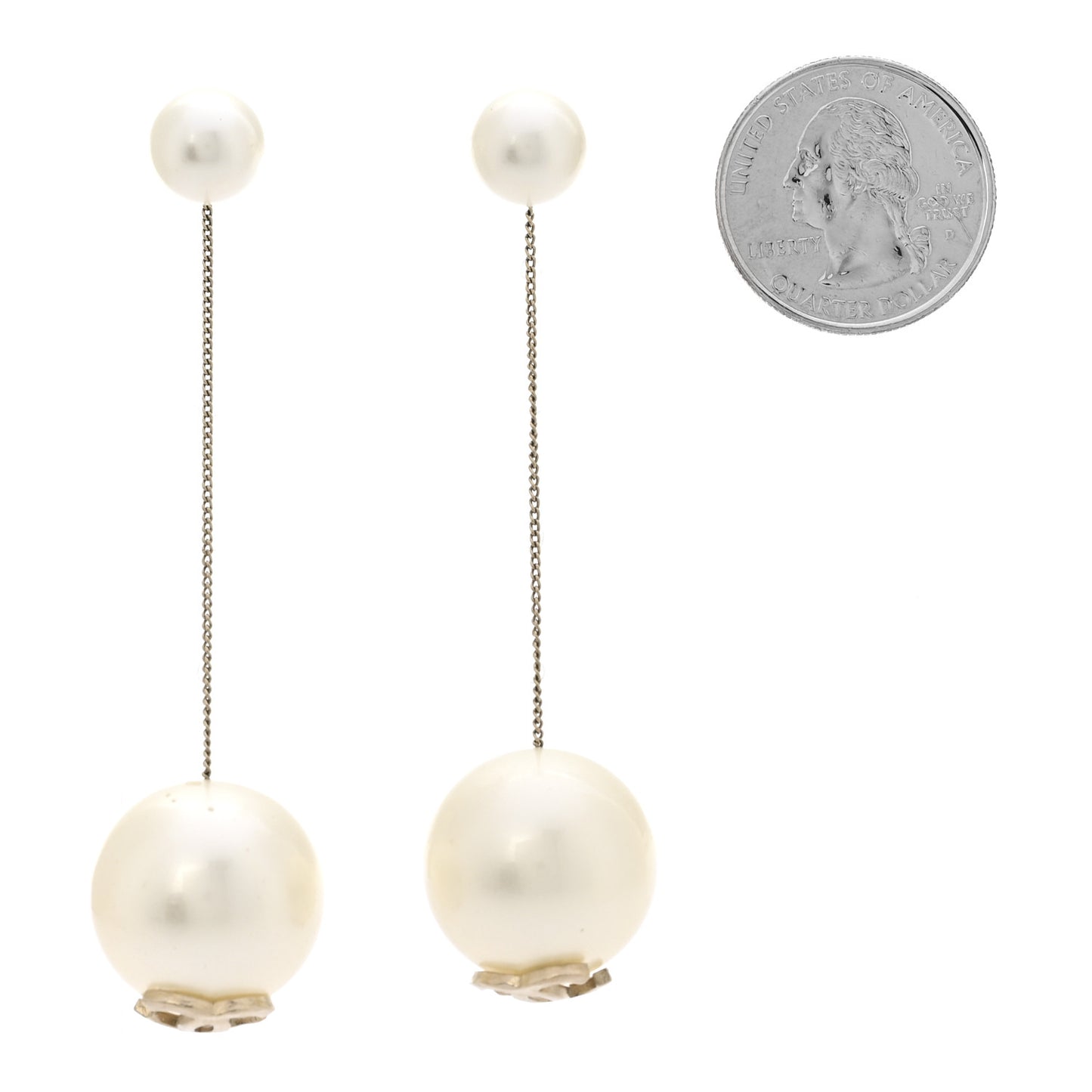 Pearl CC Drop Earrings Gold