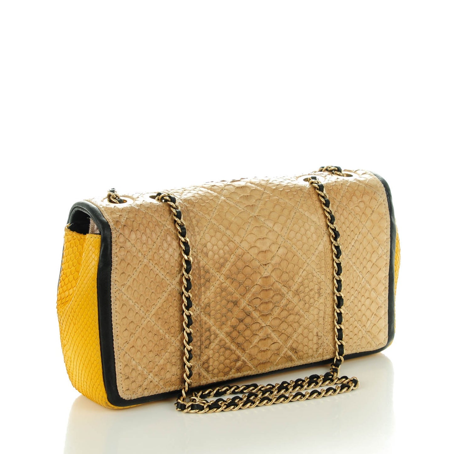 Python Tri-Color Medium Graphic Flap Beige