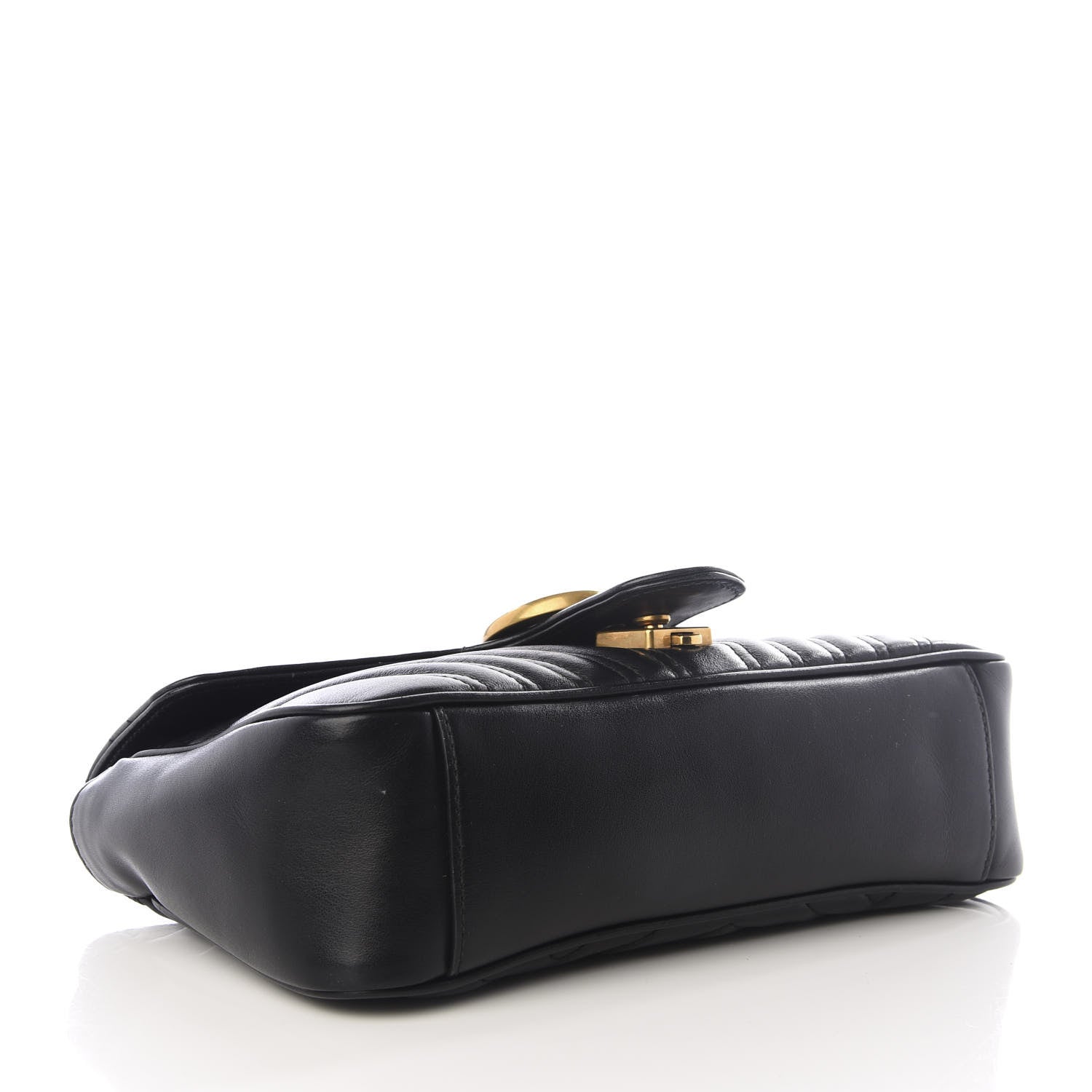 Gucci Calfskin Matelasse Small GG Marmont Shoulder Bag Black 3 of 8