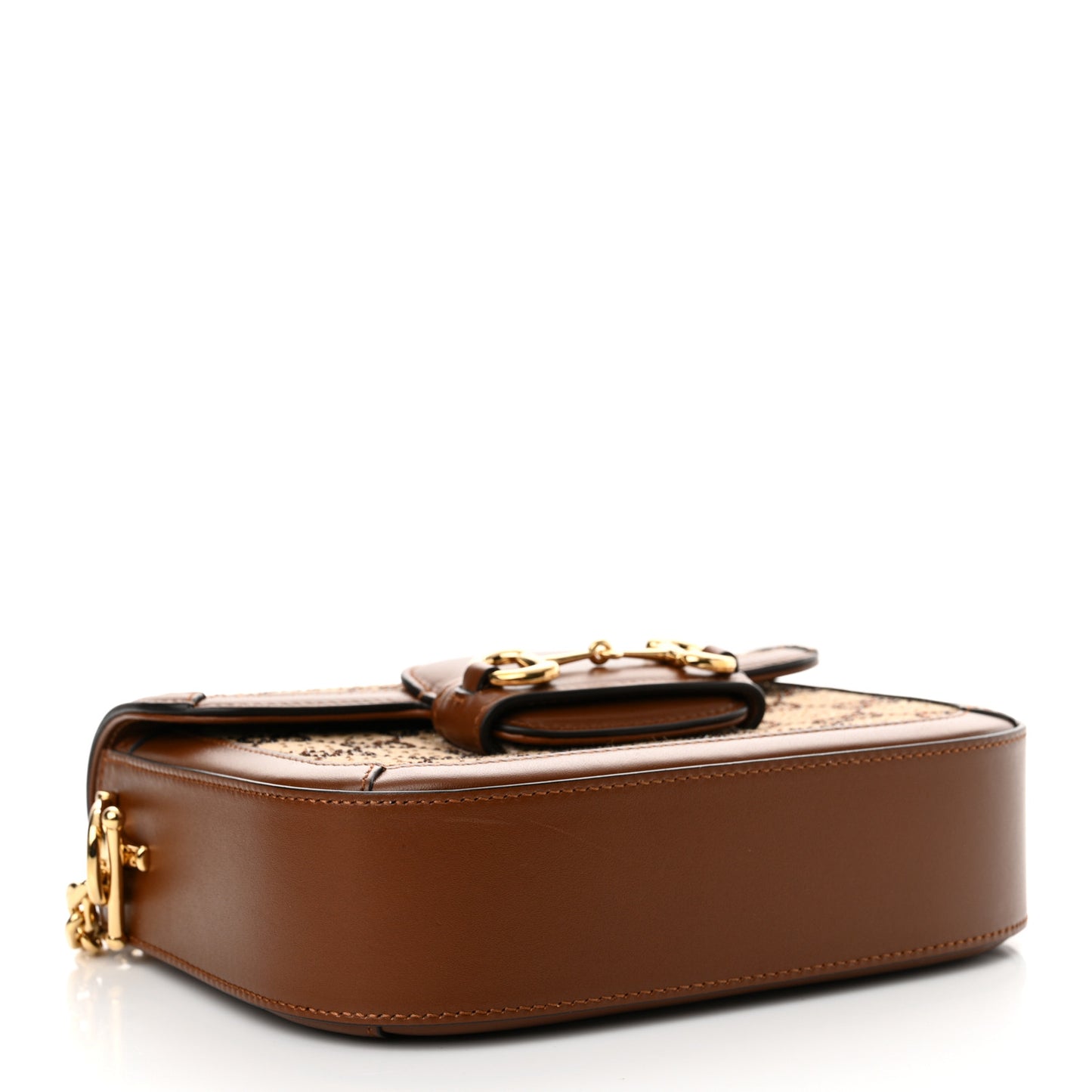 Canvas Calfskin Crystal GG Monogram Mini Horsebit 1955 Shoulder Bag Camel Ebony