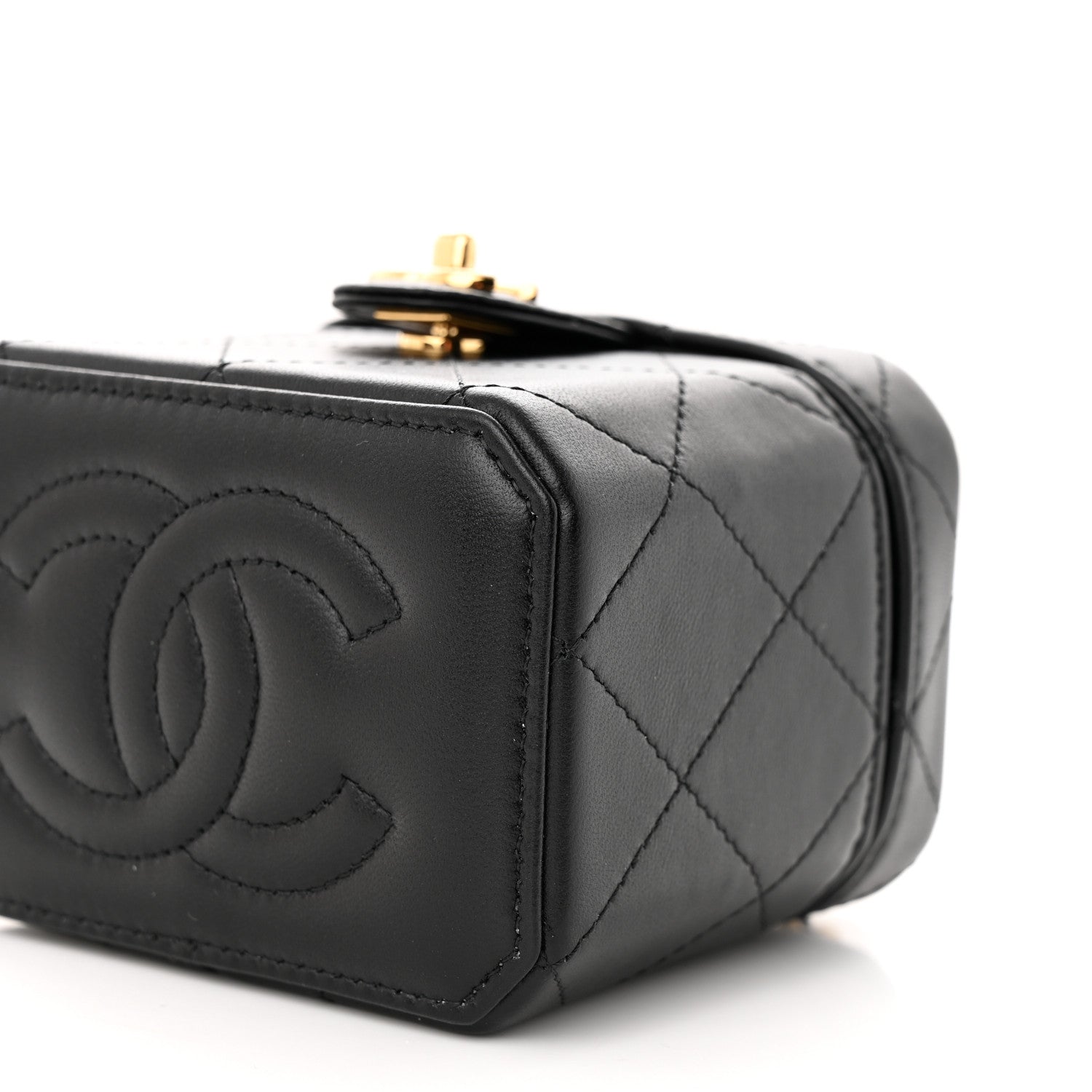 Chanel Lambskin Quilted Vanity Clutch With Chain Black 10 of 11