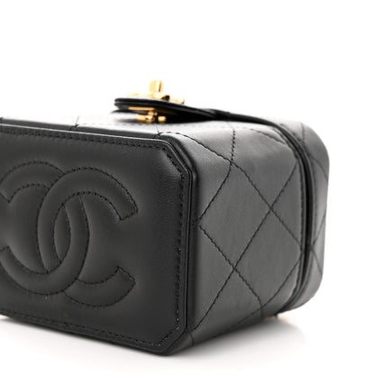 Chanel Lambskin Quilted Vanity Clutch With Chain Black 10 of 11
