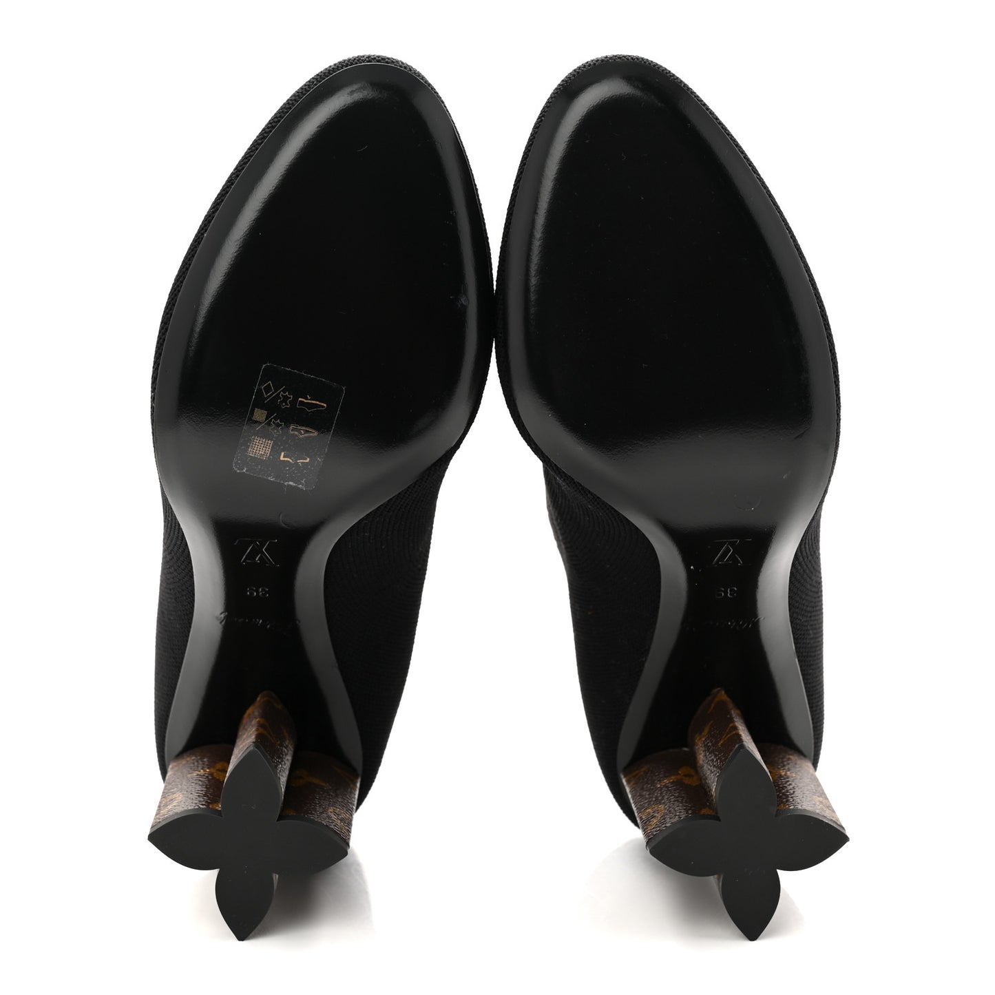 Monogram Stretch Fabric Silhouette Ankle Boots 39 Black