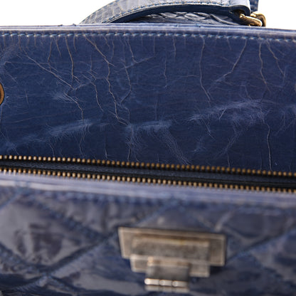 Chanel Glazed Crackled Calfskin Small Reissue Tote Blue 7 of 11