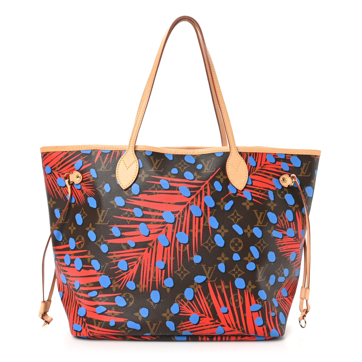 Monogram Jungle Dots Neo Neverfull MM Coquelicot Denim