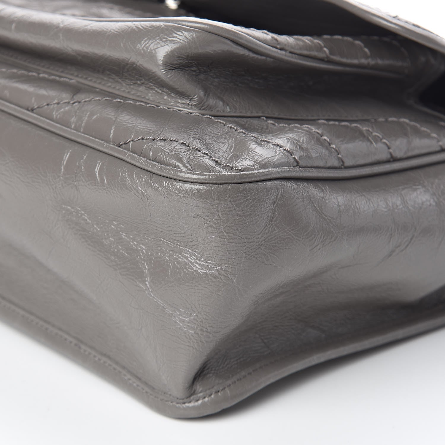 Saint Laurent Crinkled Calfskin Matelasse Monogram Large Niki Chain Satchel Fog 9 of 10