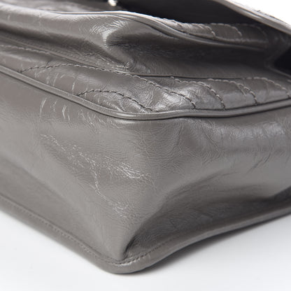 Saint Laurent Crinkled Calfskin Matelasse Monogram Large Niki Chain Satchel Fog 9 of 10