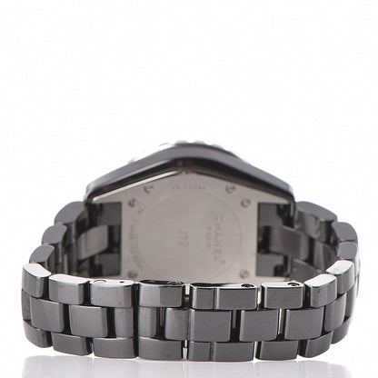 Chanel Stainless Steel Ceramic Diamond Pave Bezel 33mm J12 Quartz Watch Black 6 of 8