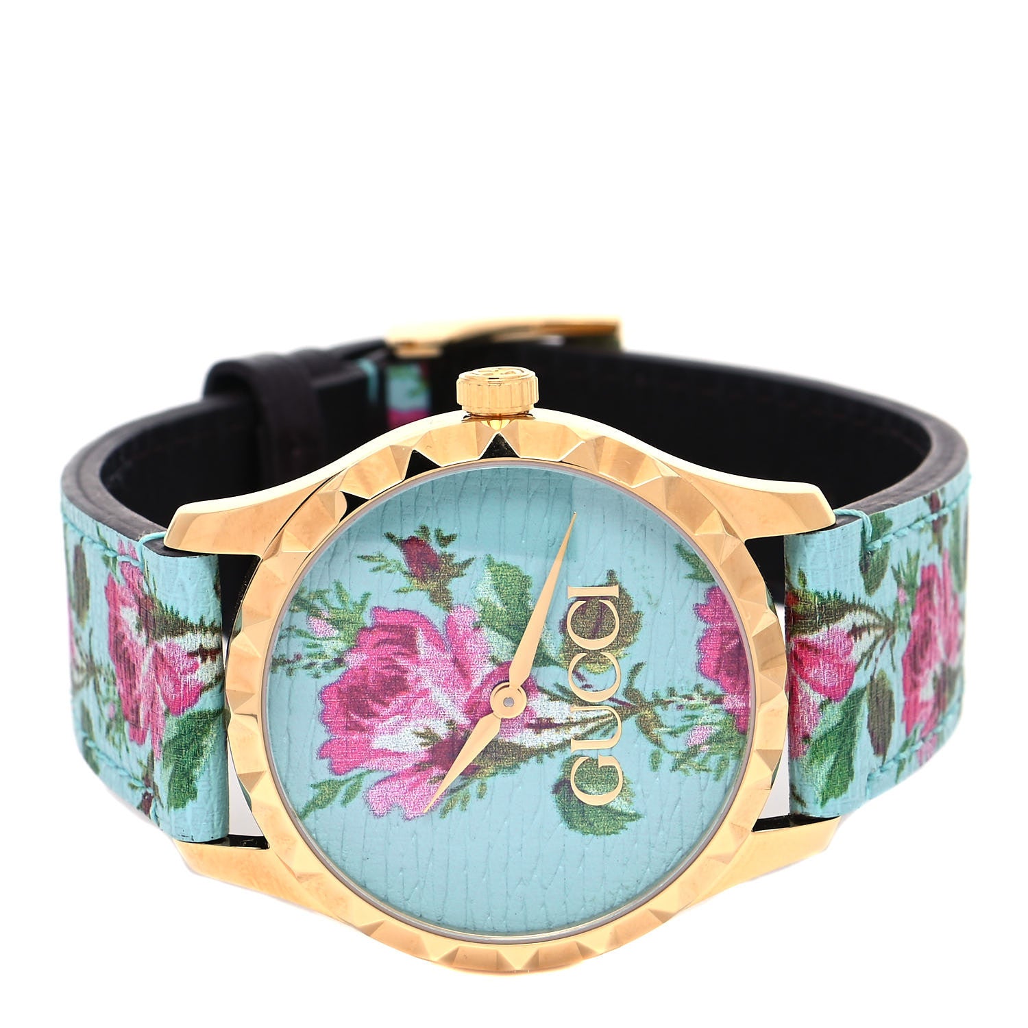 Gucci Stainless Steel Calfskin 38mm G-Timeless Floral Quartz Watch Blue 2 of 4