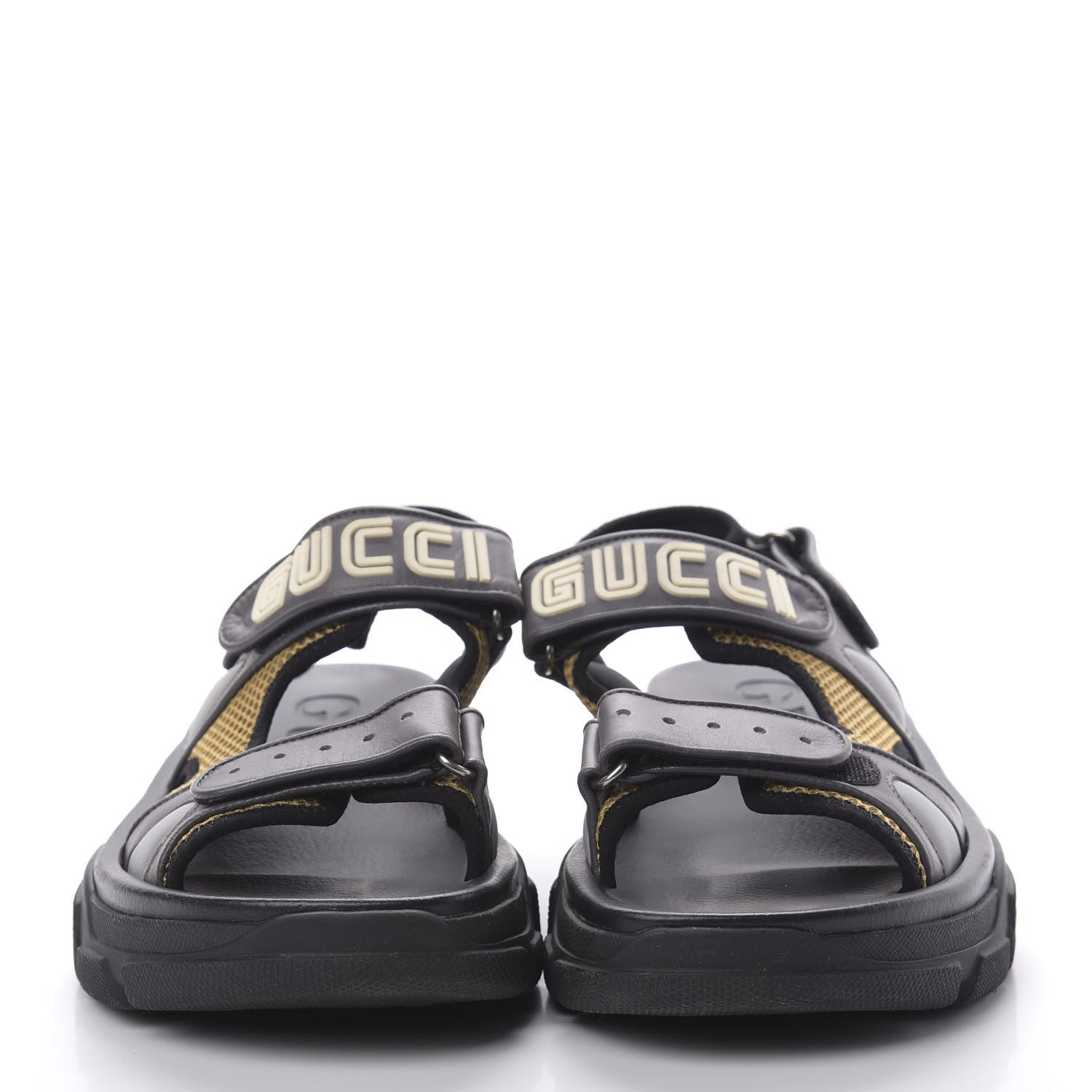 Gucci X SEGA Nappa Mesh Mens Aguru Sandals 9 Loess Black 2 of 6