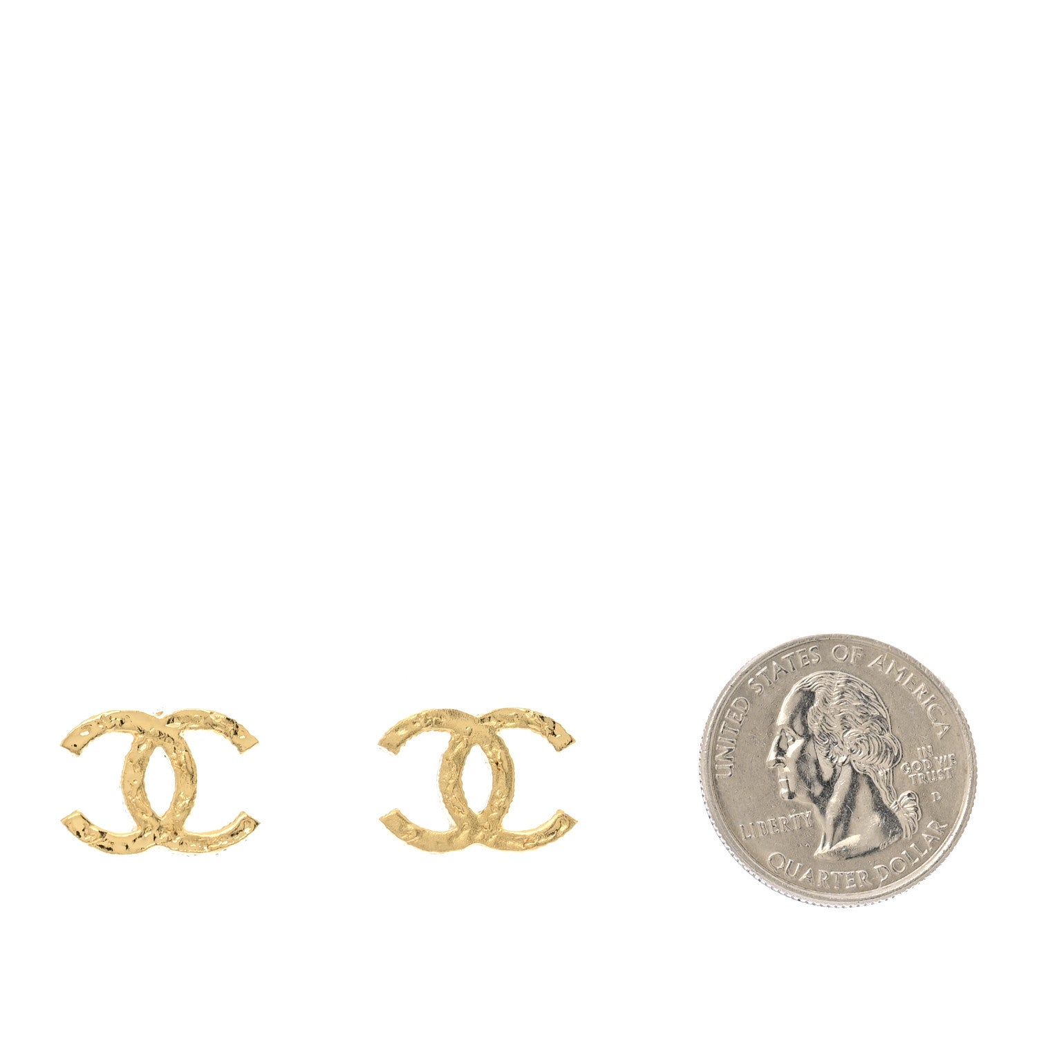 Chanel Metal Textured CC Earrings Gold 2 of 5