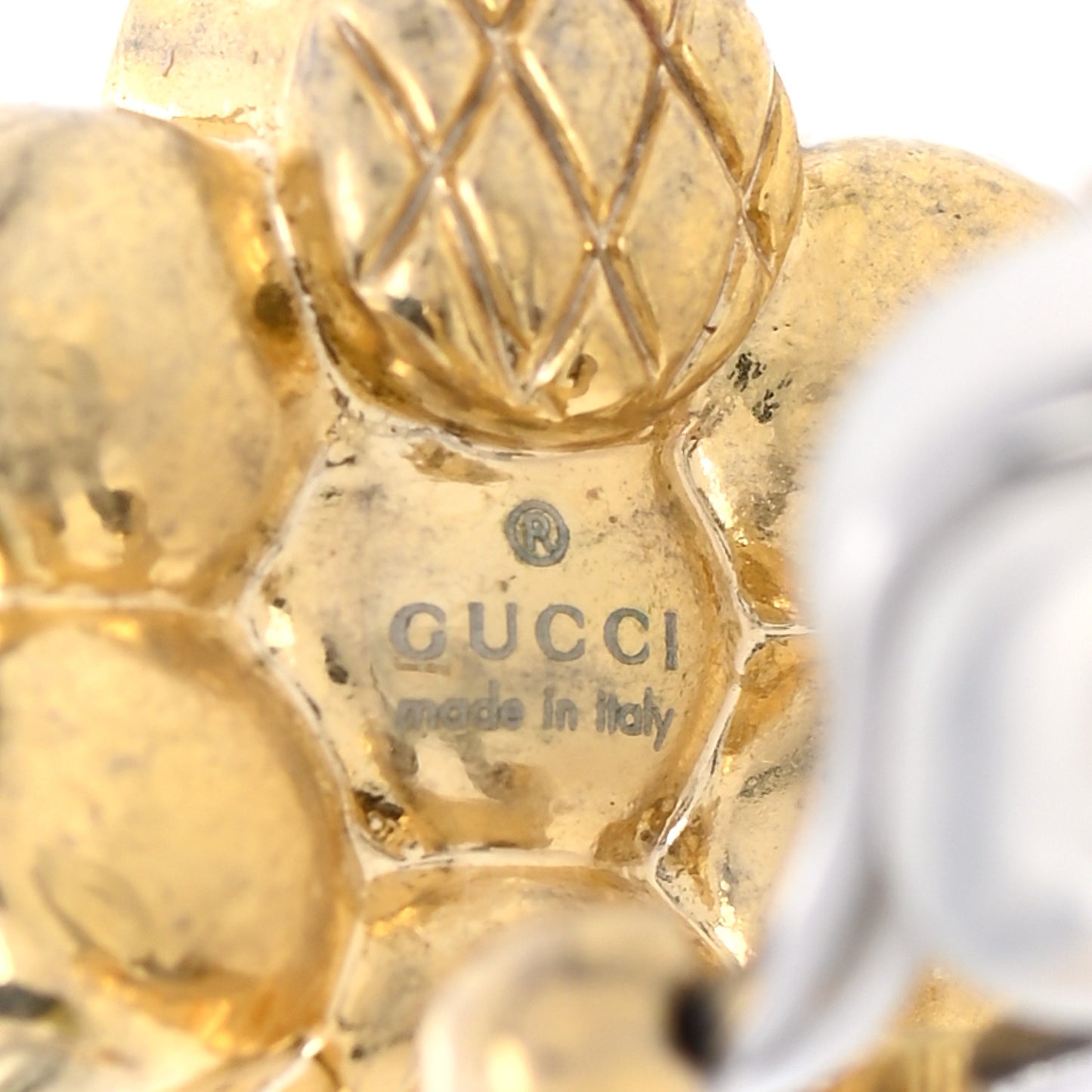 Metal Pearl Double G Clip On Earrings Aged Gold