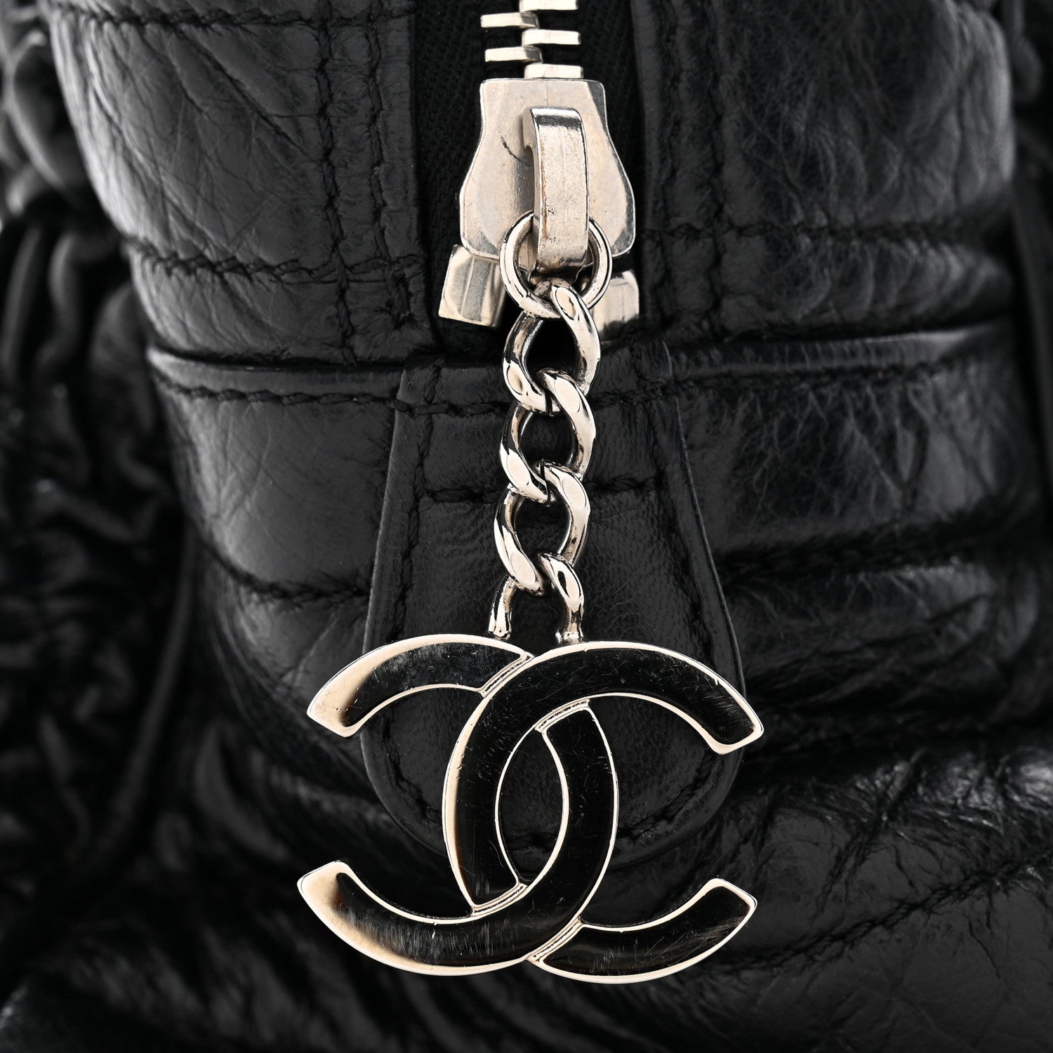Chanel Lambskin Astrakhan Bowler Black 11 of 12