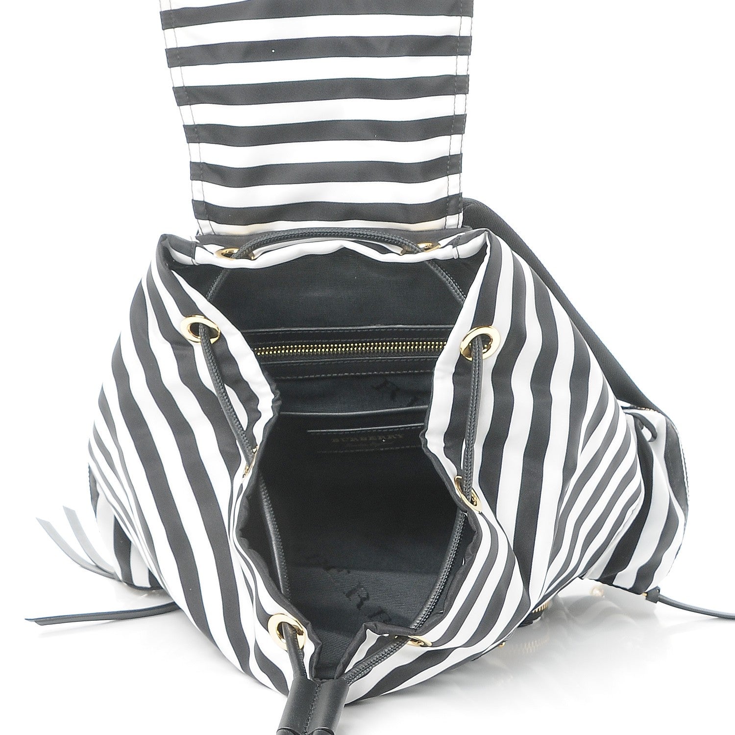 Burberry Nylon Striped Medium Rucksack Backpack Black White 5 of 8