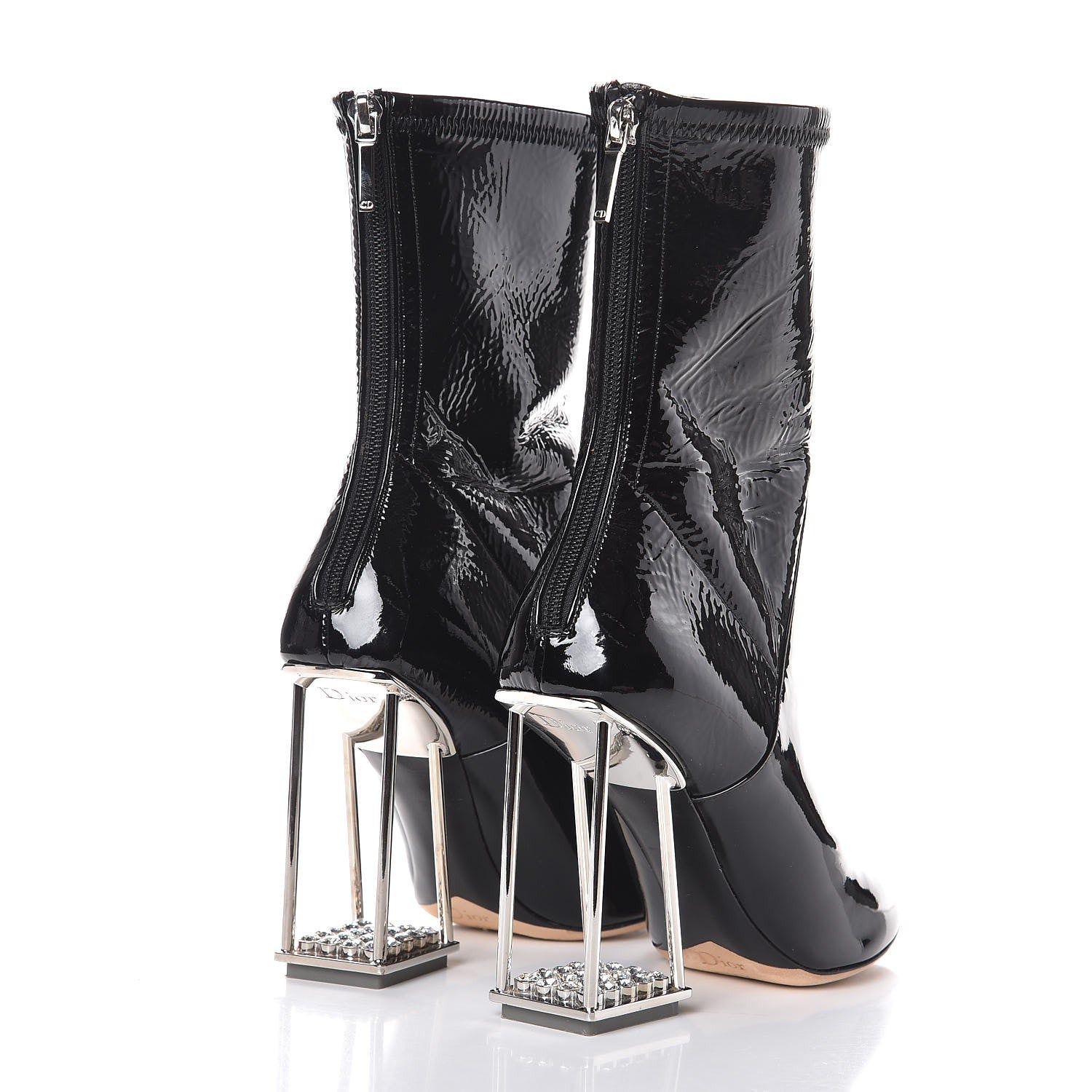 Christian Dior Patent Crystal Short Boots 38 Black 4 of 9