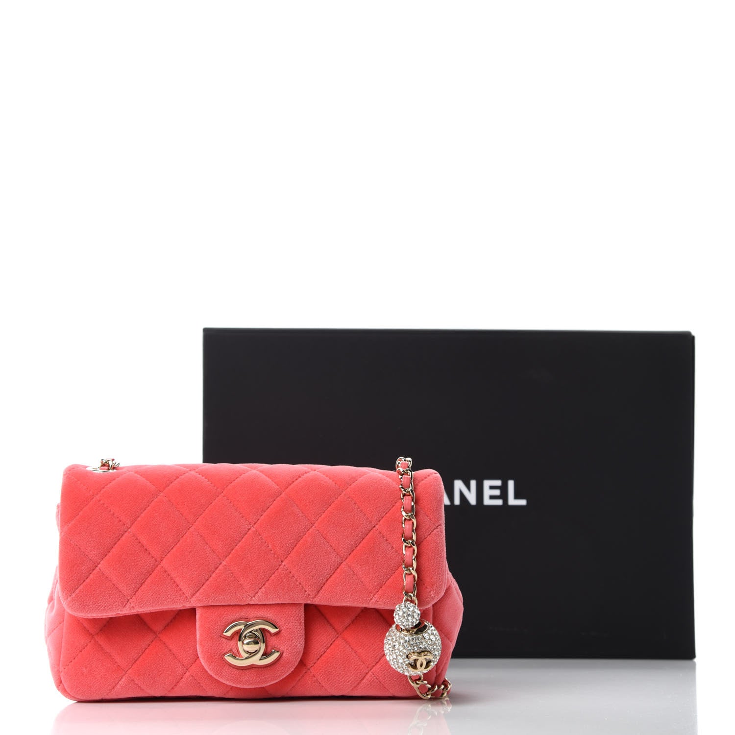 Chanel Velvet Quilted Mini Rectangular Pearl Crush Flap Coral 11 of 11