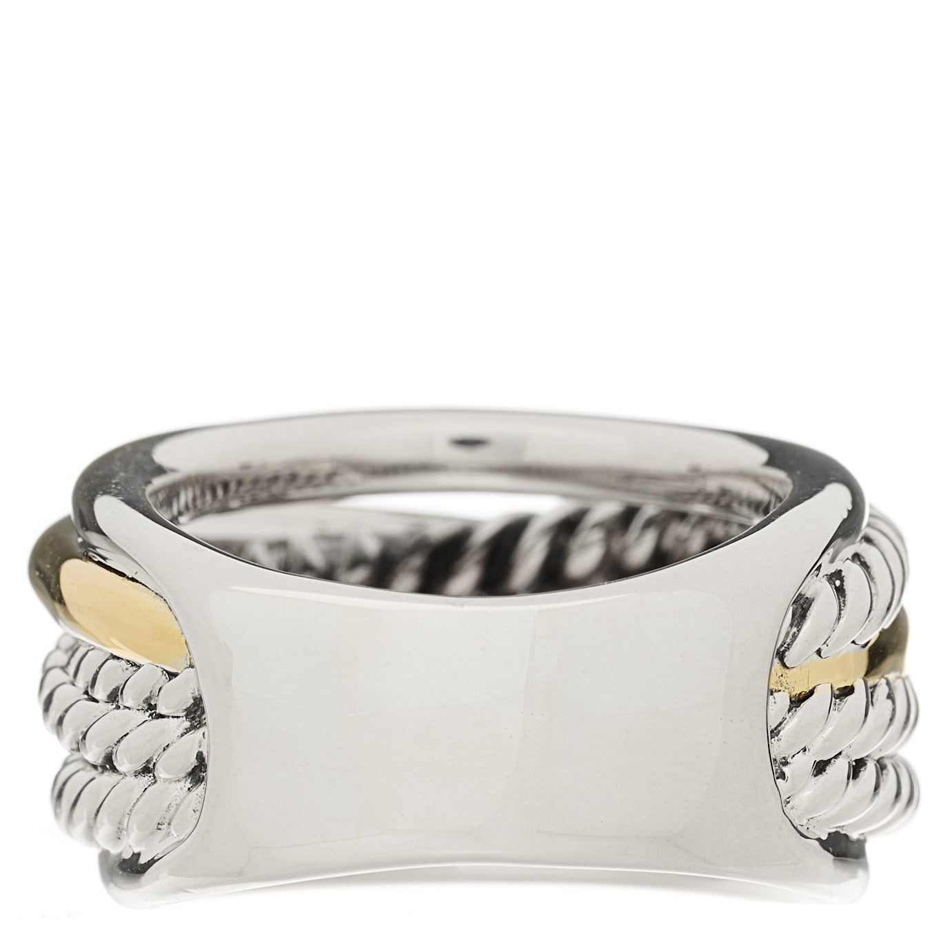 David Yurman Sterling Silver 14K Yellow Gold Narrow Crossover Ring 53 6.5 3 of 5