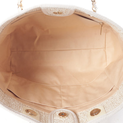 Chanel Lurex Boucle Small Deauville Tote Ivory 7 of 10