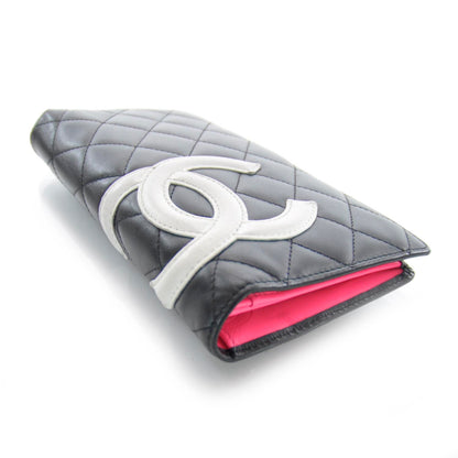 Chanel Calfskin Quilted Cambon Yen Wallet Black White 3 of 7