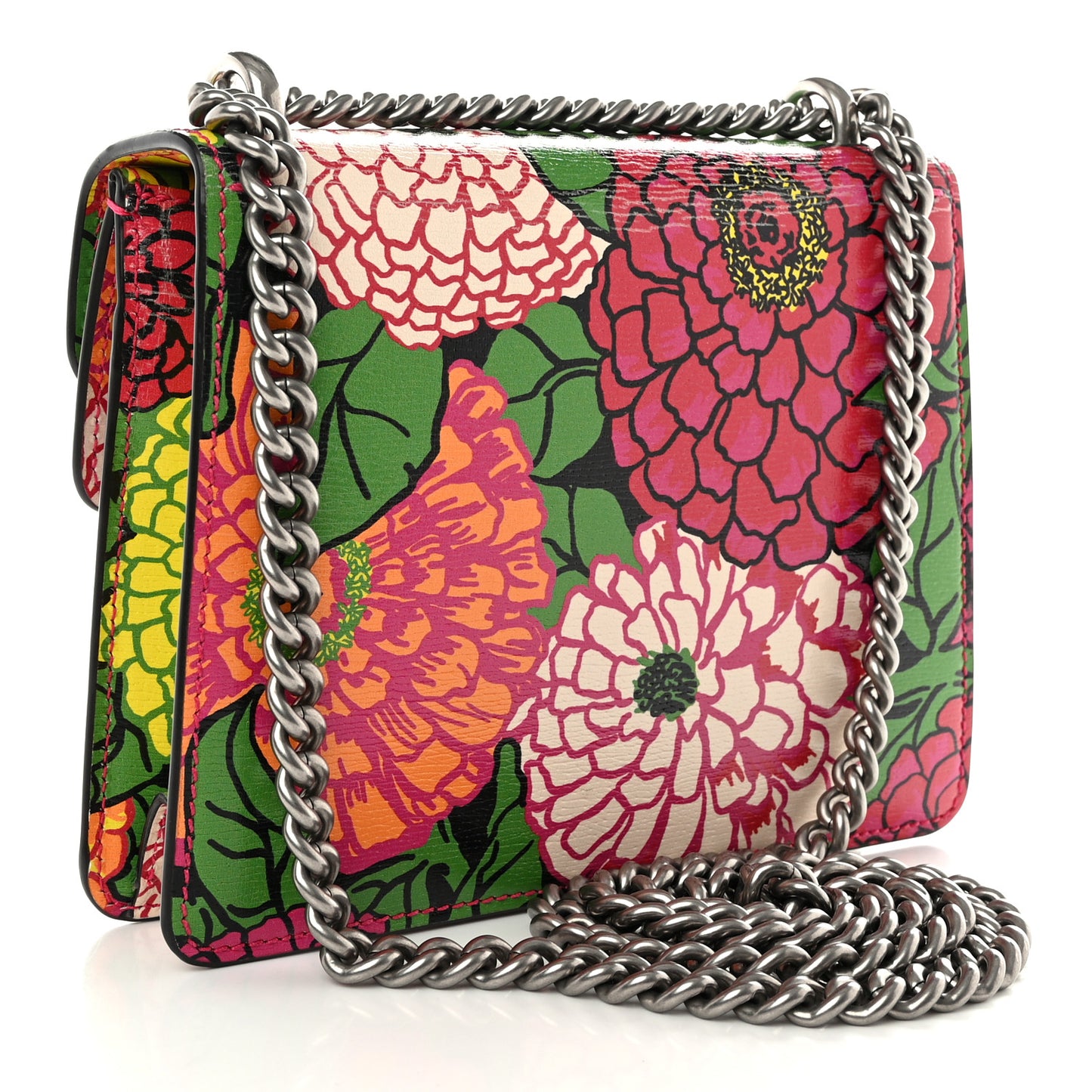 X KEN SCOTT Textured Calfskin Pomponica Print Dionysus Shoulder Bag Multicolor