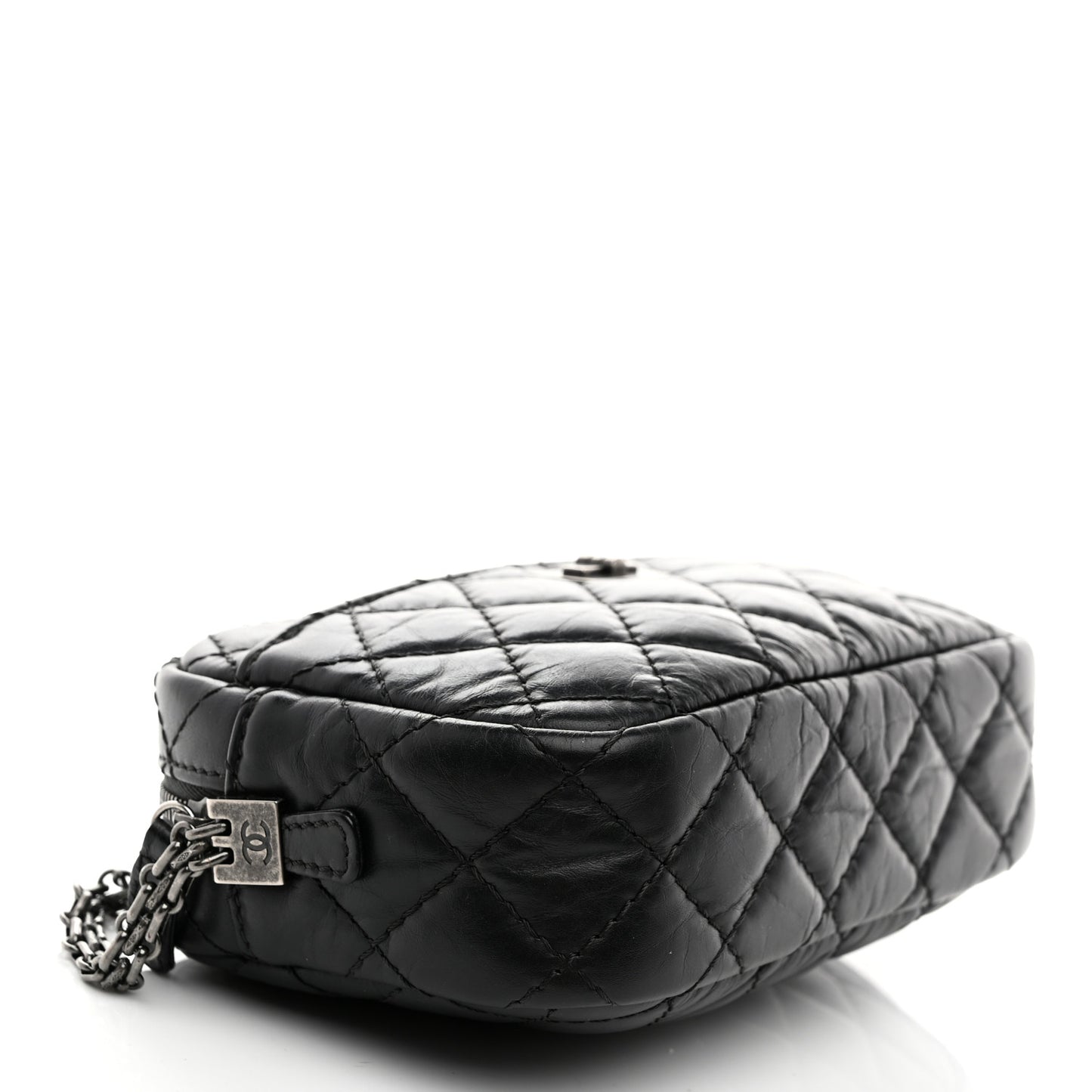 Aged Calfskin Quilted Mini Reissue Camera Case Black