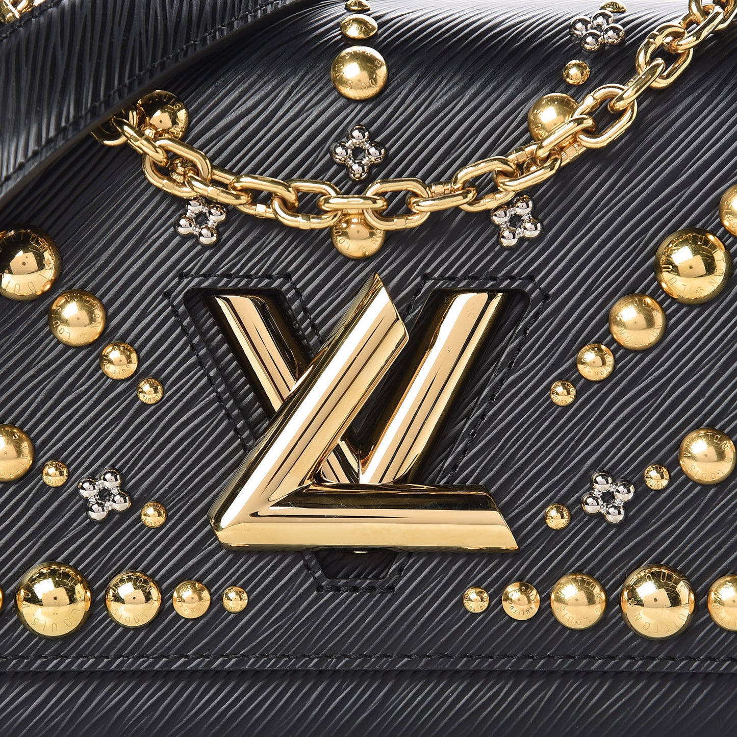 Epi Studded Sol Twist Shoulder Bag MM Black