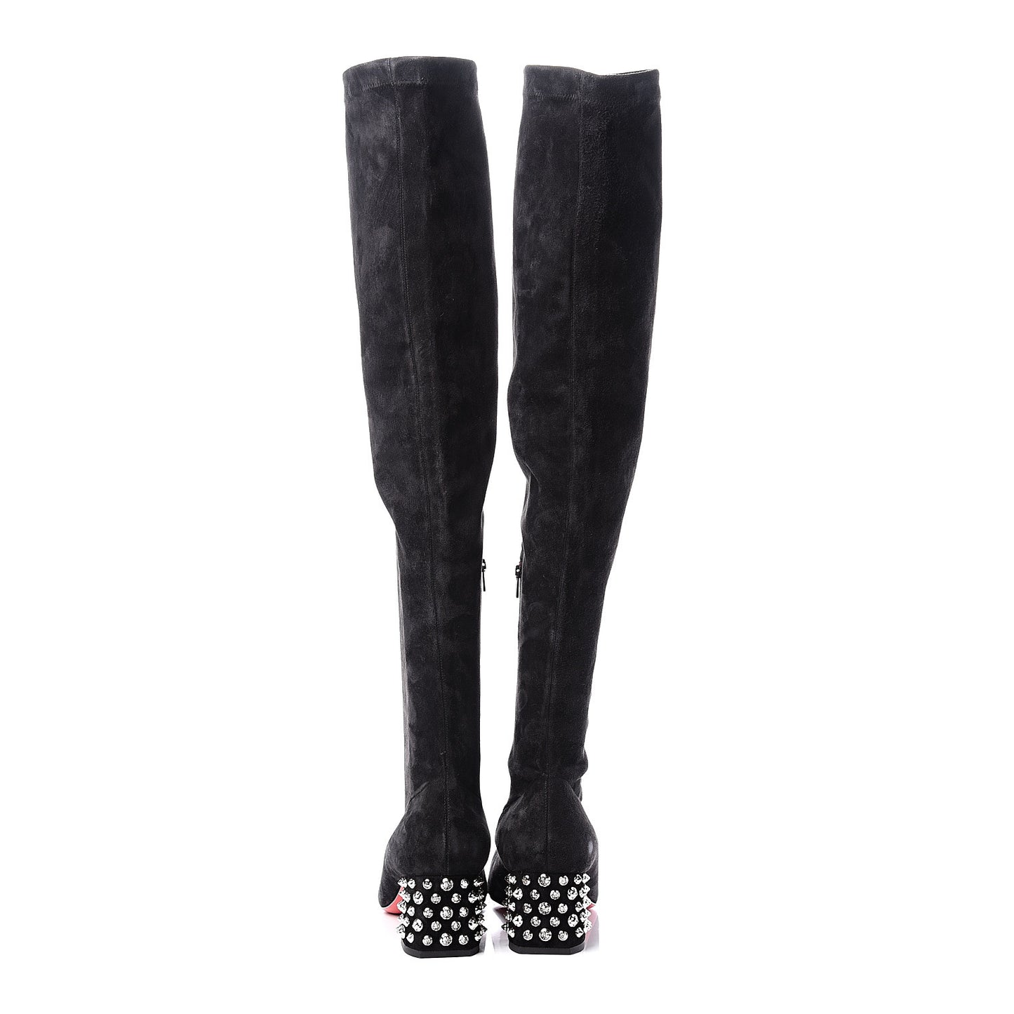 Veau Velours Spiked Study Stretch 55 Over The Knee Boots 40 Black