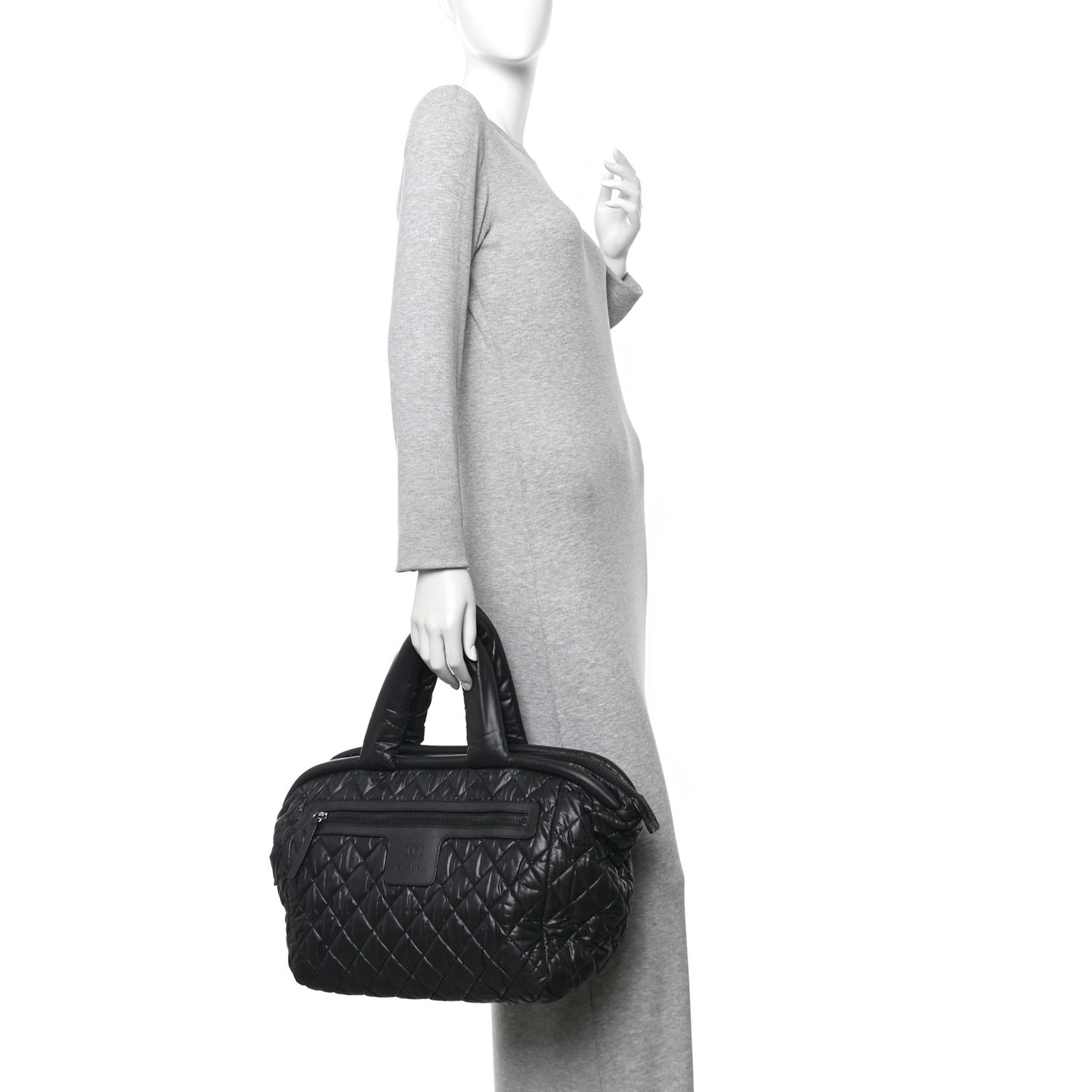 Nylon Quilted Medium Coco Cocoon Tote Black