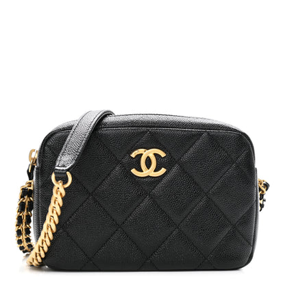 Chanel Shiny Caviar Quilted Chain Melody Camera Bag Black 1 of 10