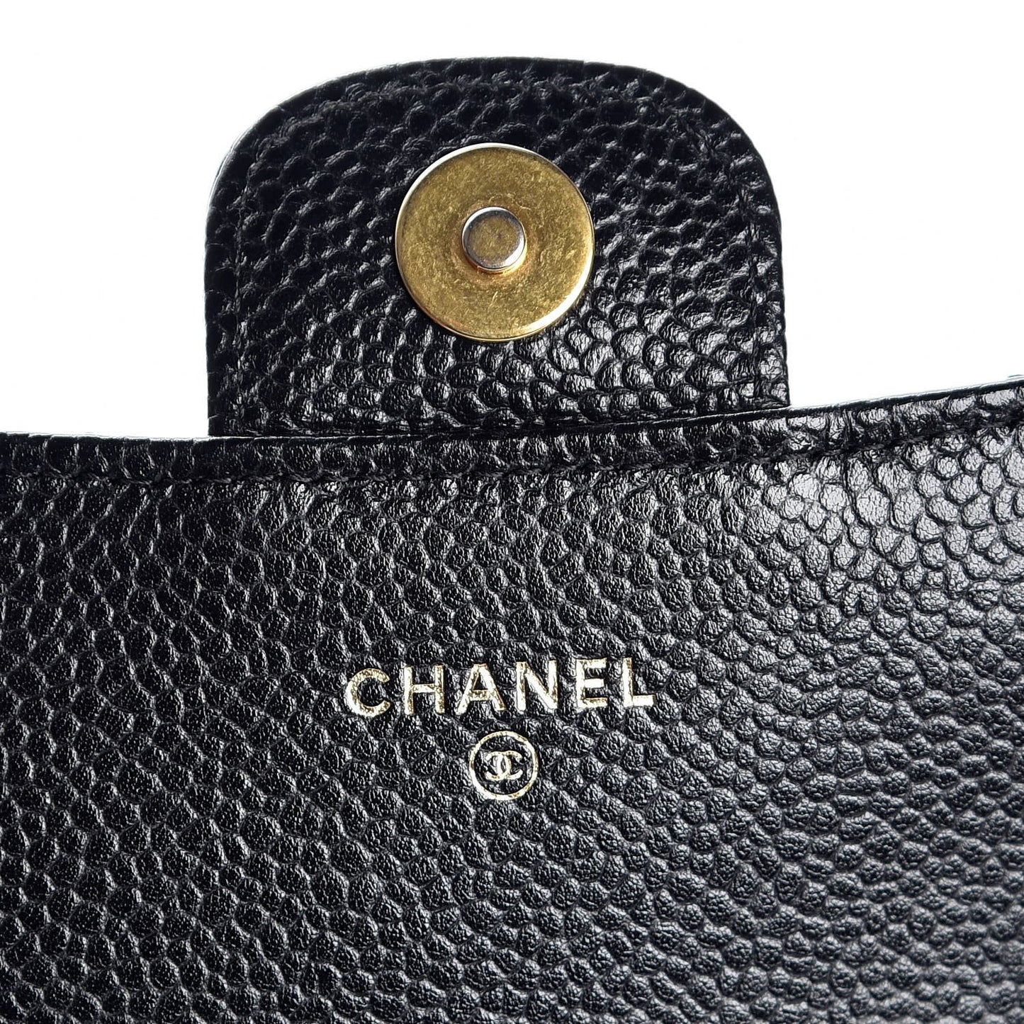 Caviar Quilted Wallet on Removable Chain Black