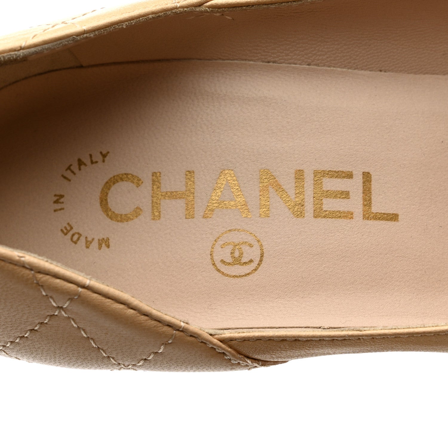 Chanel Lambskin CC Cap Toe Platform Pumps 36 Beige Black 7 of 9