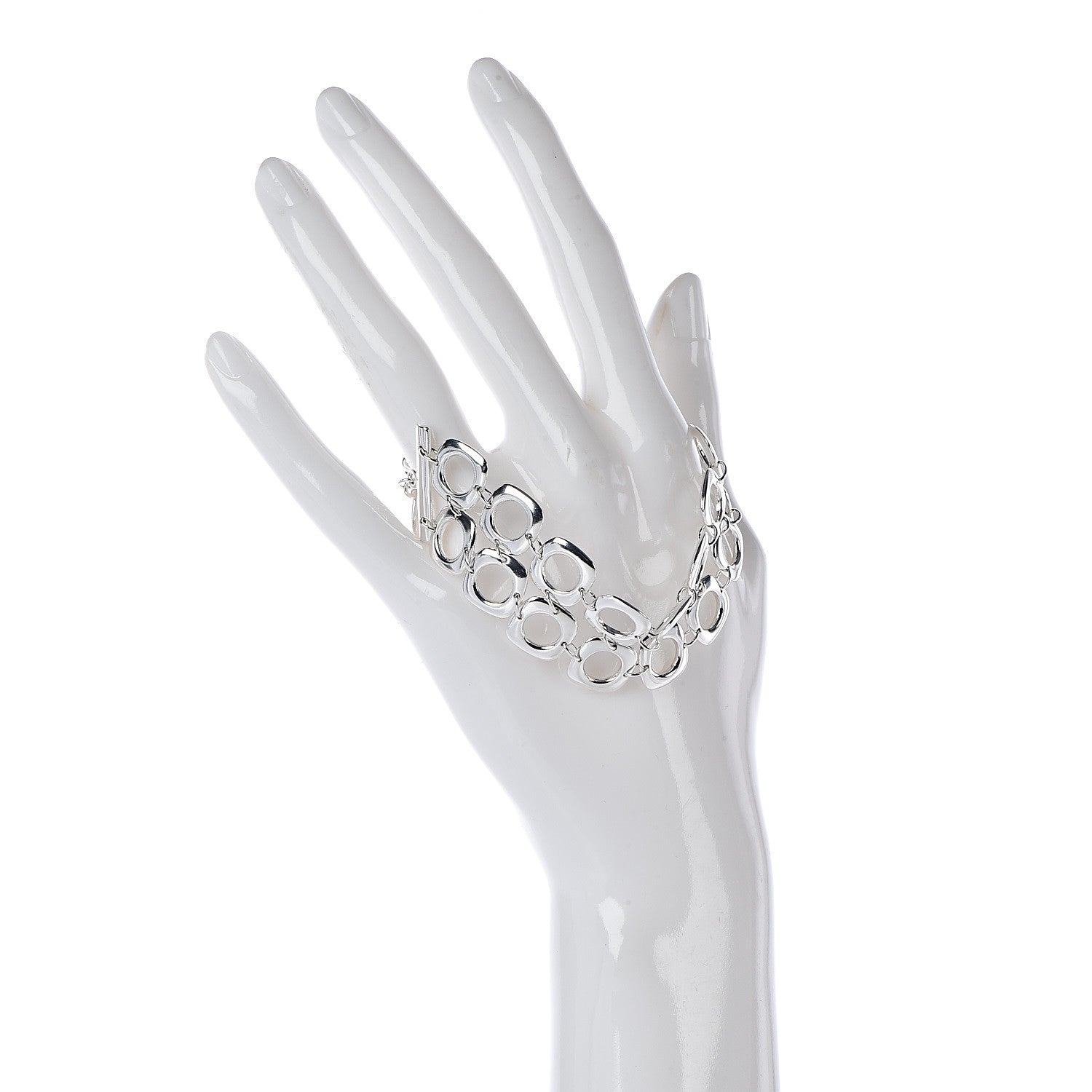 Tiffany Sterling Silver Double Cushion Square Link Toggle Bracelet 2 of 5