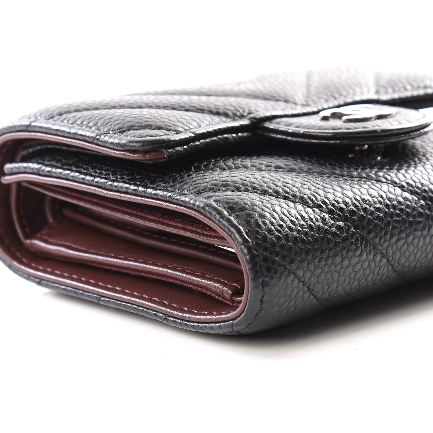 Chanel Caviar Chevron Quilted Compact Flap Wallet Black 5 of 10