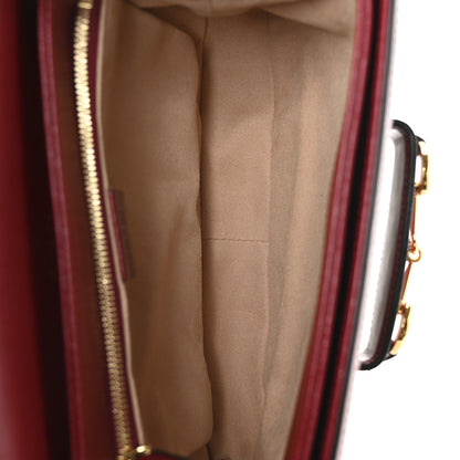 Gucci GG Supreme Monogram Azalea Calfskin Horsebit 1955 Shoulder Bag Beige Ebony New Cherry Red 5 of 10