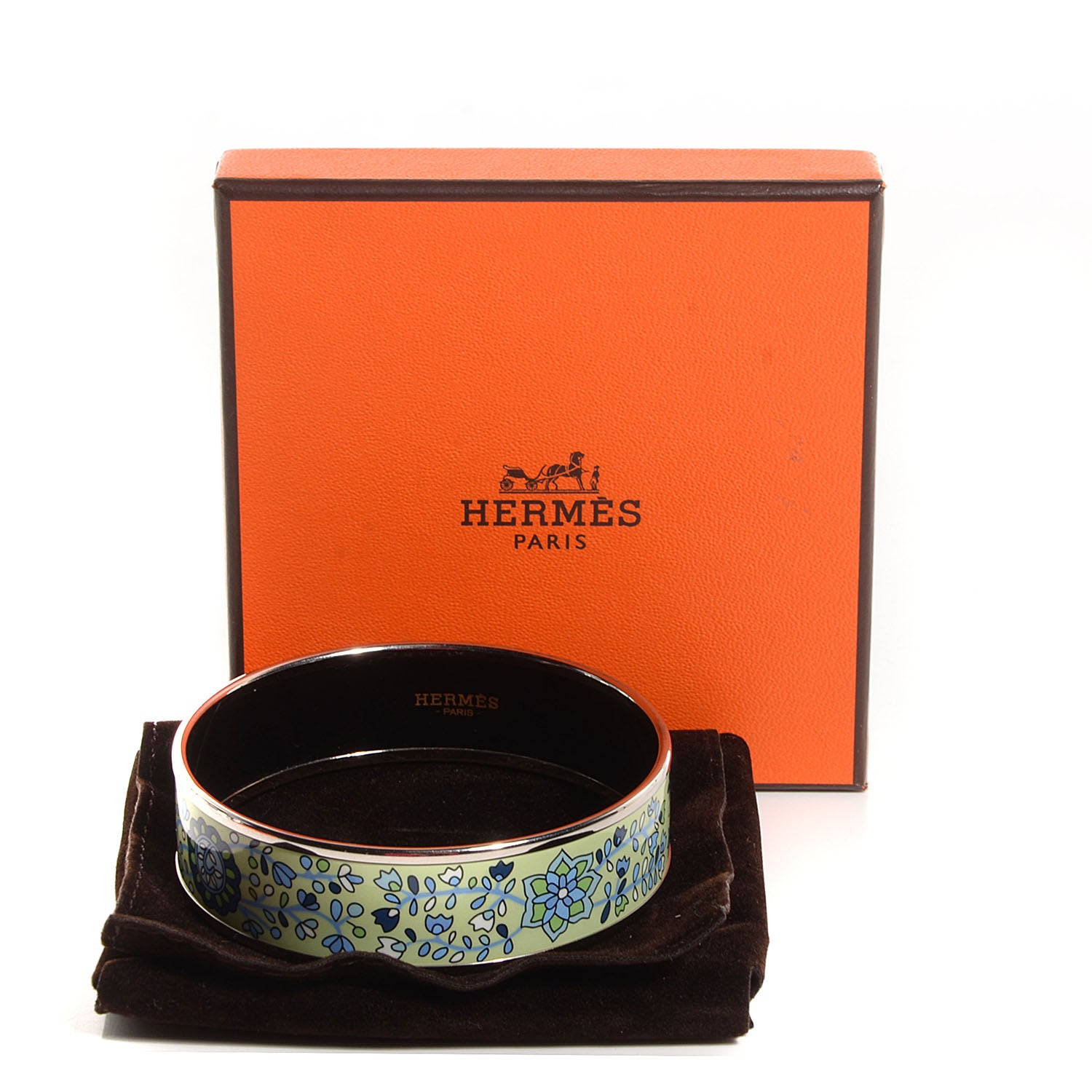 Hermes Enamel Printed Wide L'Arbre De Vie Bracelet Ciel Et Mer 65 5 of 5