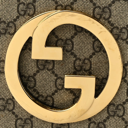 Gucci GG Supreme Monogram Textured Dollar Calfskin Web Medium Blondie Top Handle Shoulder Flap Bag Beige Ebony New Acero 11 of 11