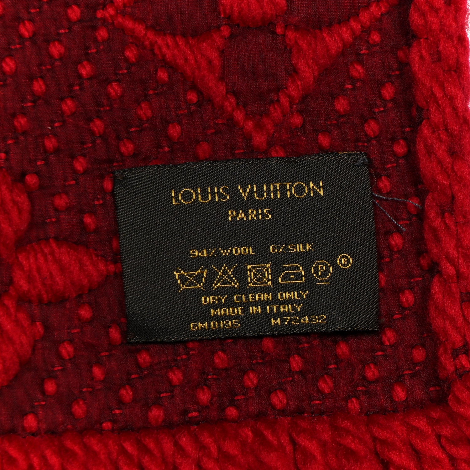 Louis Vuitton Wool Silk Logomania Scarf Rubis 3 of 3
