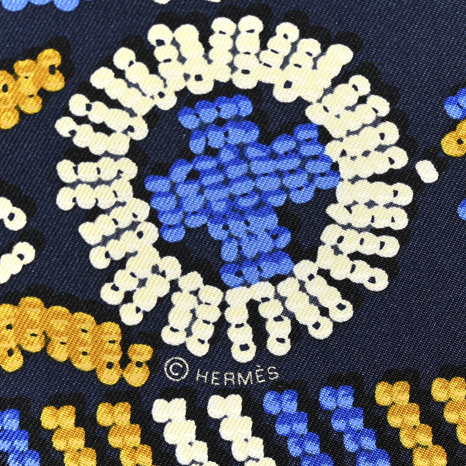 Hermes Silk Twill Kelly En Perles Giant Scarf 70 Marine Bleu Roy 4 of 4
