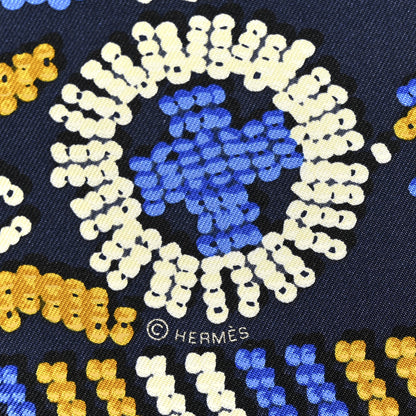 Hermes Silk Twill Kelly En Perles Giant Scarf 70 Marine Bleu Roy 4 of 4