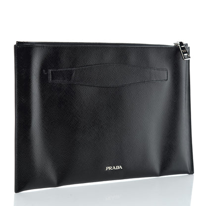 Prada Saffiano Vernice Crystal Studded Pouch Black 3 of 12