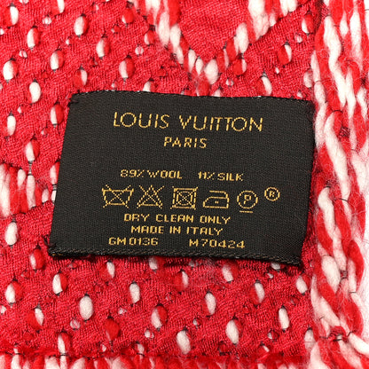 Louis Vuitton Wool Silk Logomania Mix Scarf Coquelicot 3 of 5
